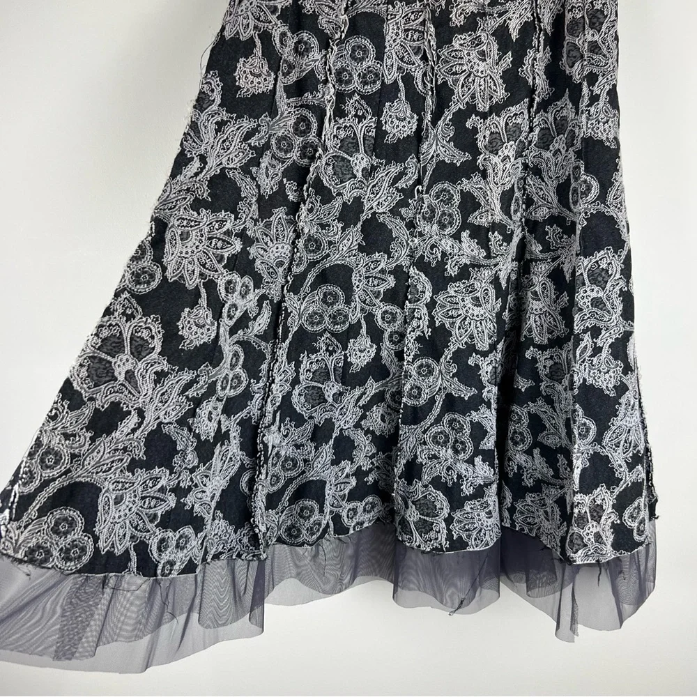 Vampire Whimsigoth Y2k Dark Romance Black & White Lace Hallelujah Skirt Gothic